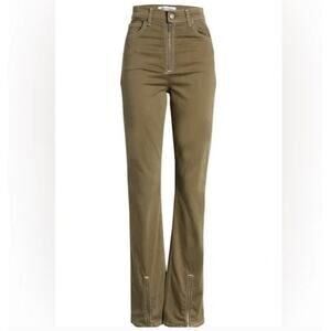 Reformation Toby Zip Front Ultra High Rise Bootcut Jeans Sz 24 Green 70s 90s